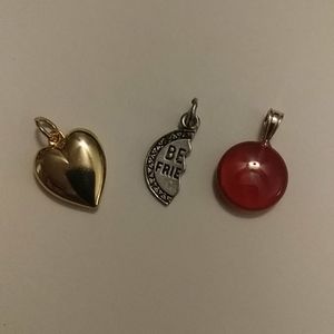 3 Pendants (Gold Heart, 1/2 BFF, Red Circle)